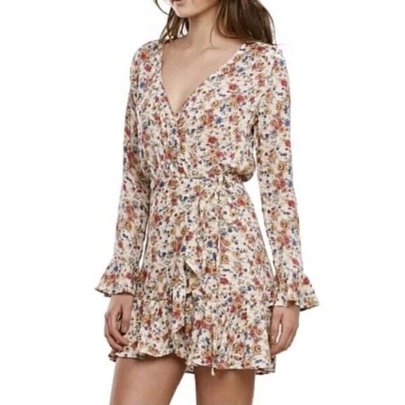 NWT Auguste The Label Boho Bell Sleeve Wrap Ruffle Mini Dress Sz 10, BEAUTIFUL! - Picture 4 of 12